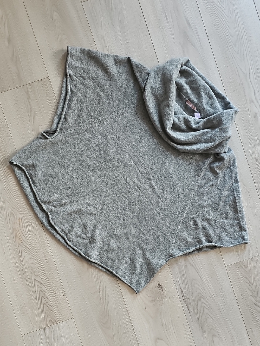 Cullen 100% Cashmere Lagenlook Quiet Luxury Cowlneck Poncho Shawl Sweater, Med‎